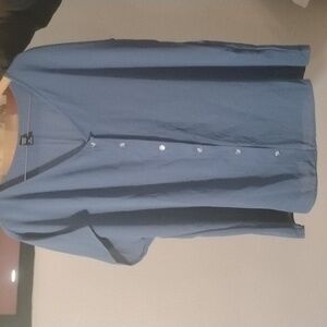Women's Blue Button-Up Shirt